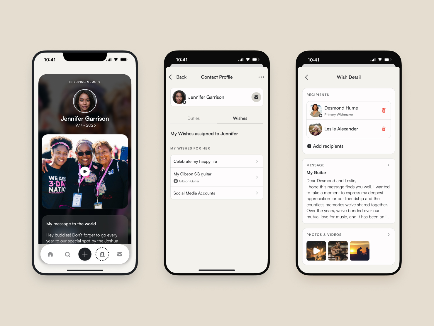 Bardo — perfil conmemorativo, deseos y detalle